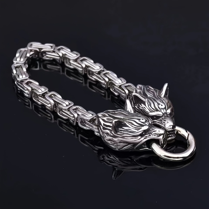 Men's 304 Stainless Steel Double Wolf Head Bracelet